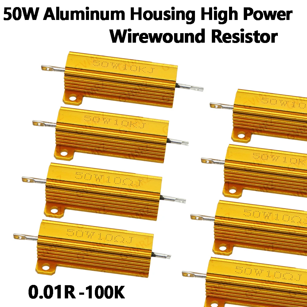 50W 15K 3R Aluminum Housing High Power Wirewound Resistor Assorted Resistance for Electronics Use 15R 56R