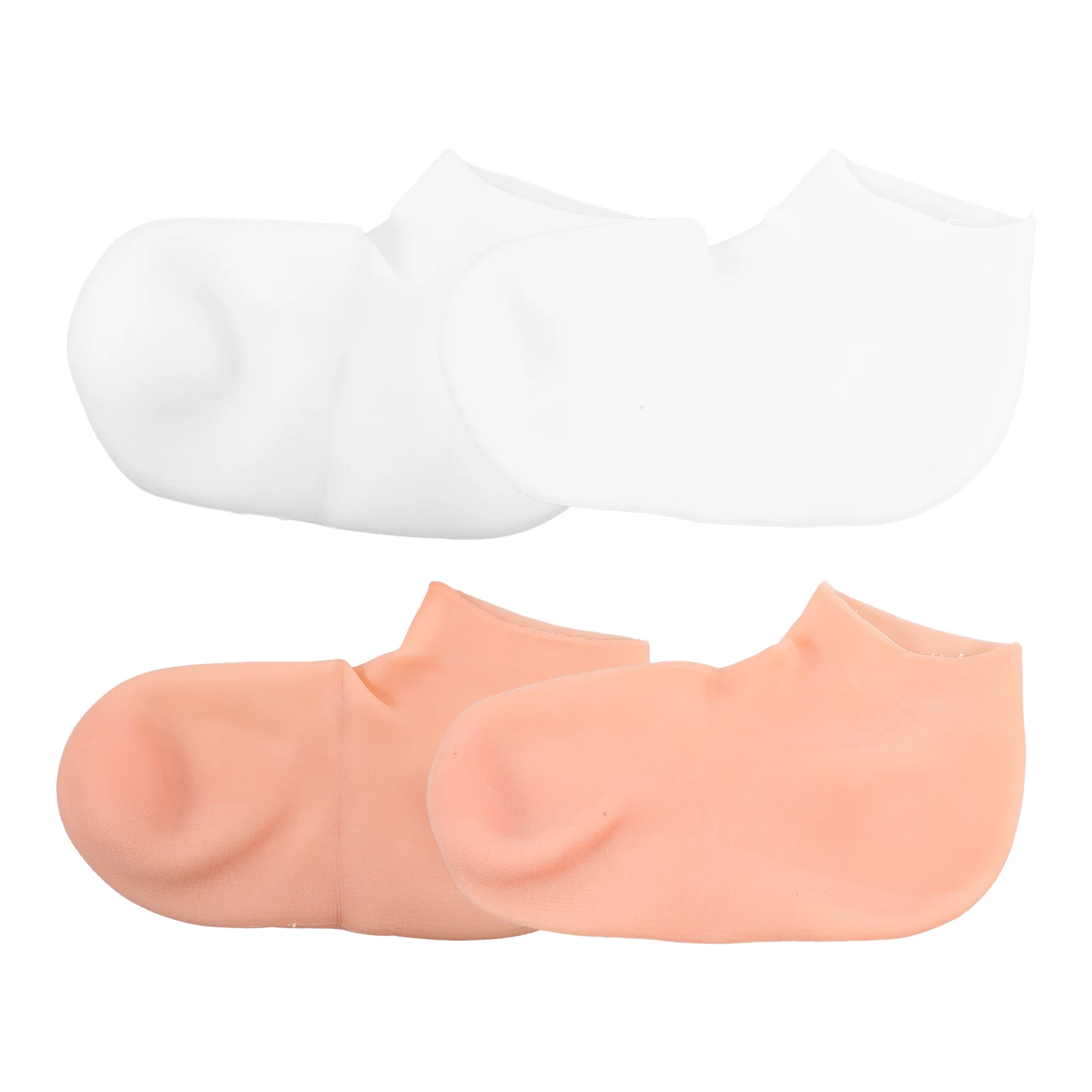 

4pcs 2 Pairs White Beige L Exfoliating Socks Foot Gel Dry Cracked Moisture Spa Reusable Covers Feet Care Tools Moisturizing