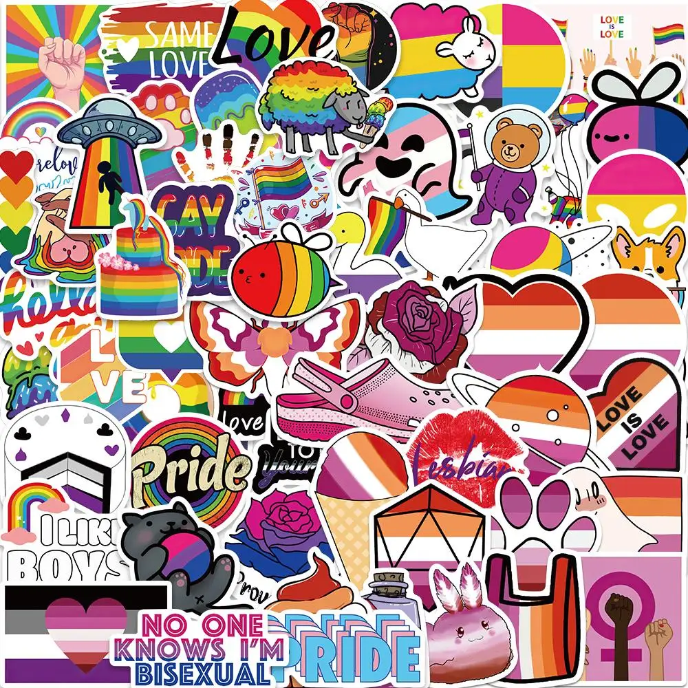 

50PCS Colorful Rainbow LGBT Gay Pride Sticker DIY Guitar Laptop Luggage Motorcycle Car Book Waterproof Suitcase Gift Stickers