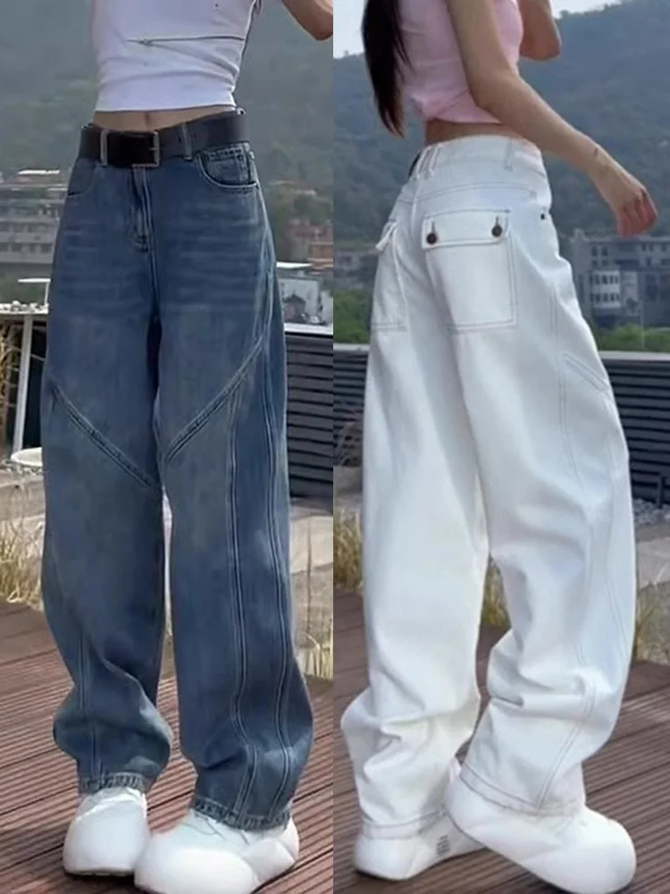 

High Waist Wide Leg Jeans Women's American Style Loose Fit Bootcut Denim Pants Spring Fashion plus Size Slimming Trousers