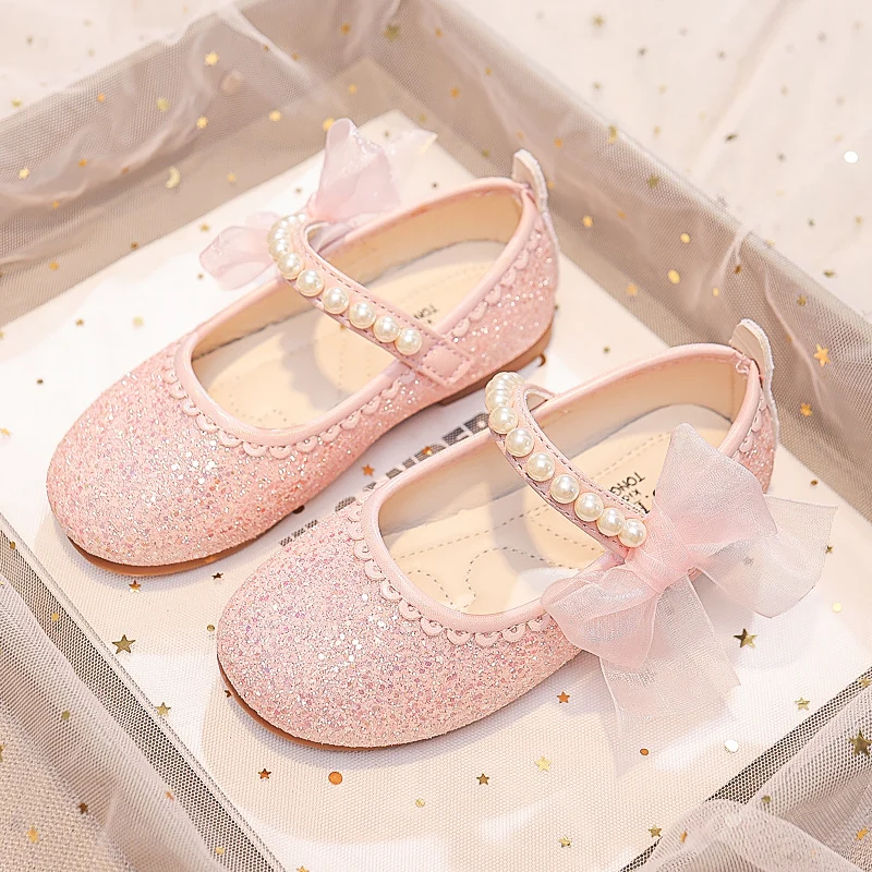 Kids Shoes Drop Shipping 2023 New Soft Shiny Cute Princess Shoes for Party Wedding Shows Children Moccasin Shoes Drop Shipping