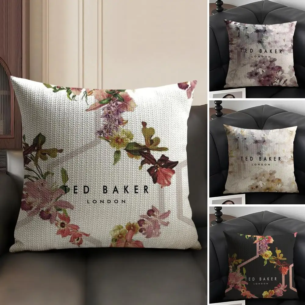 Moda T-TED B-BAKERs Federa in lino naturale Tessuto organico Stampa fronte-retro Divano Decorazioni per la casa Fodera per cuscino regalo