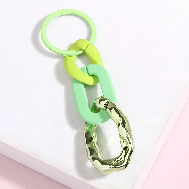 Colorful Acrylic Plastic Link Chain Keychain Creative Handmade Key Ring For Women Men Handbag Accessories DIY Friendship Gifts