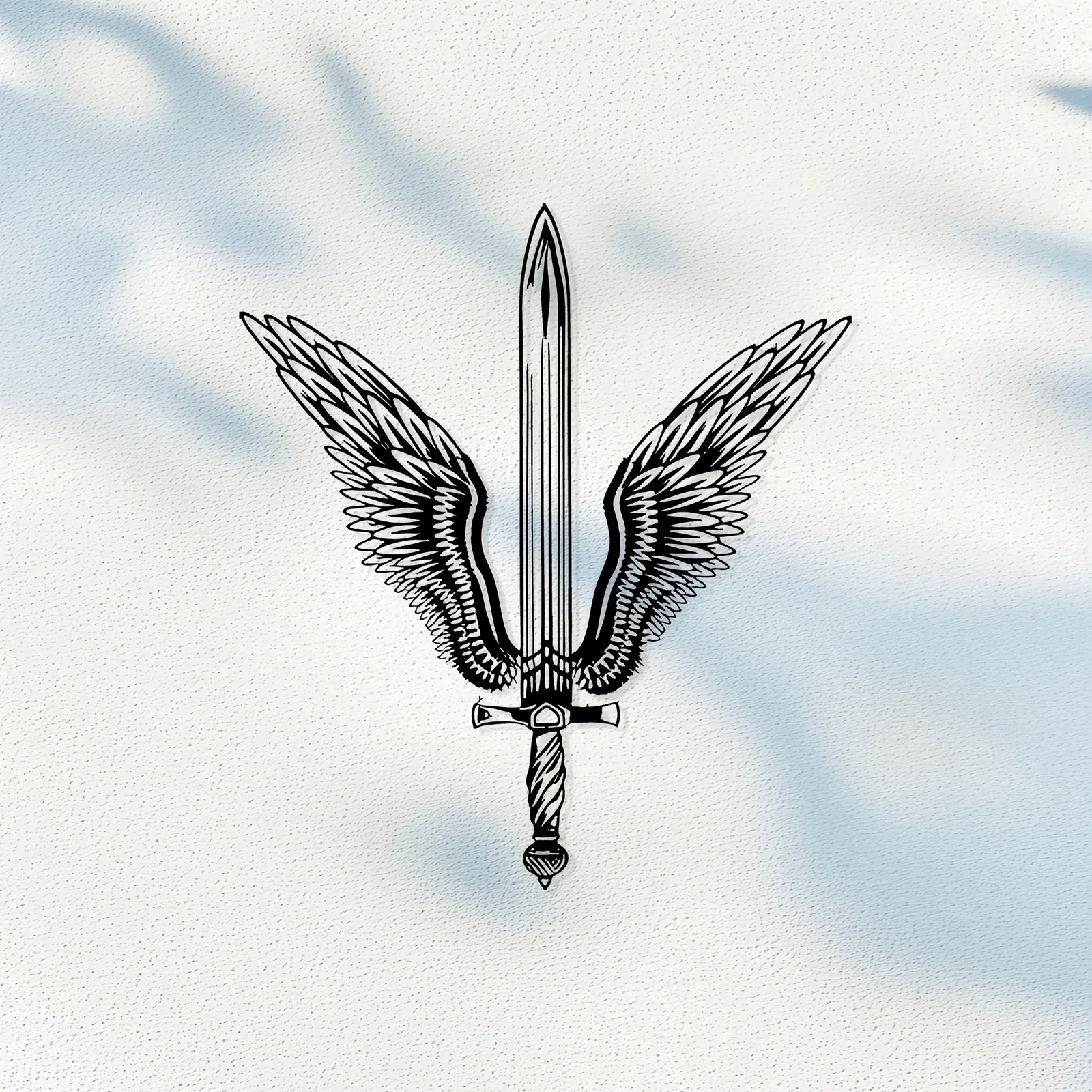 Winged Sword Iron Wall Art Statue Mural Fantasy Gothic Metal Decor Weatherproof Indoor Outdoor Living Room Garden Christmas Gift