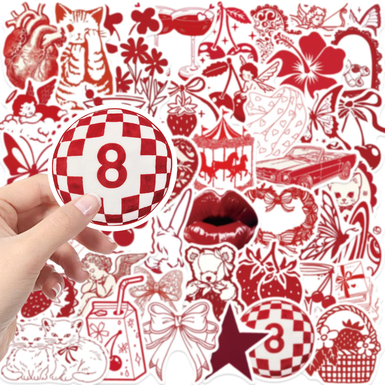 10/50PCS Red Valentine's Day Simple Sketch Creative Stickers Cute Cartoon Decal DIY Luggage Phone Cup Guitar Skateboard Kid Toys