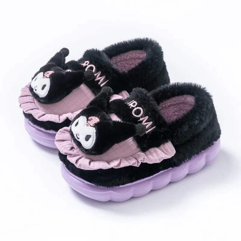 Sanrios Child Include Heel Cotton Shoes Cute Cartoon Anime Thicken Kuromi Winter Keep Warm Kawaii Cartoon Parent-Child Girl