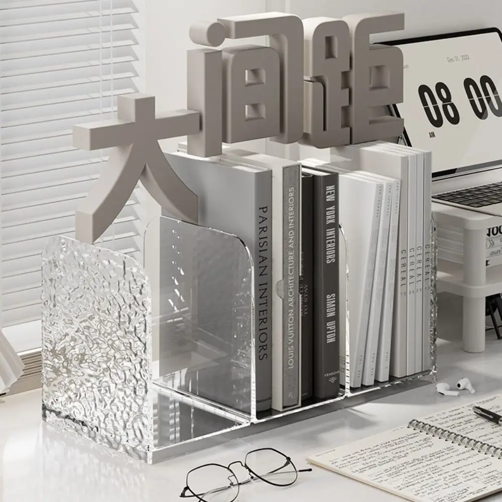 

Transparent Bookends Stand Bookshelf Desktop Decorative Storage Rack Bookend Book Holder School Stationery