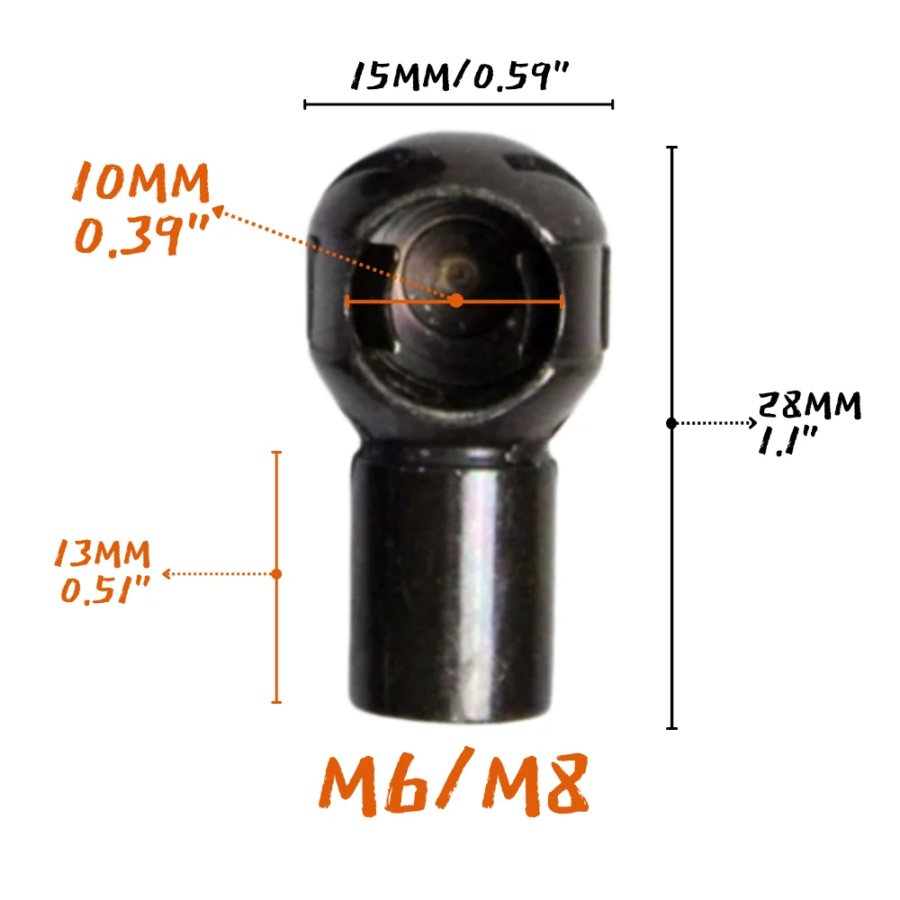 M6/M8 Female Thread 10mm Gas Spring Strut Lift Support Ball Stud Socket Joint Bearing End Fitting Connectors Replacement Qty(4)