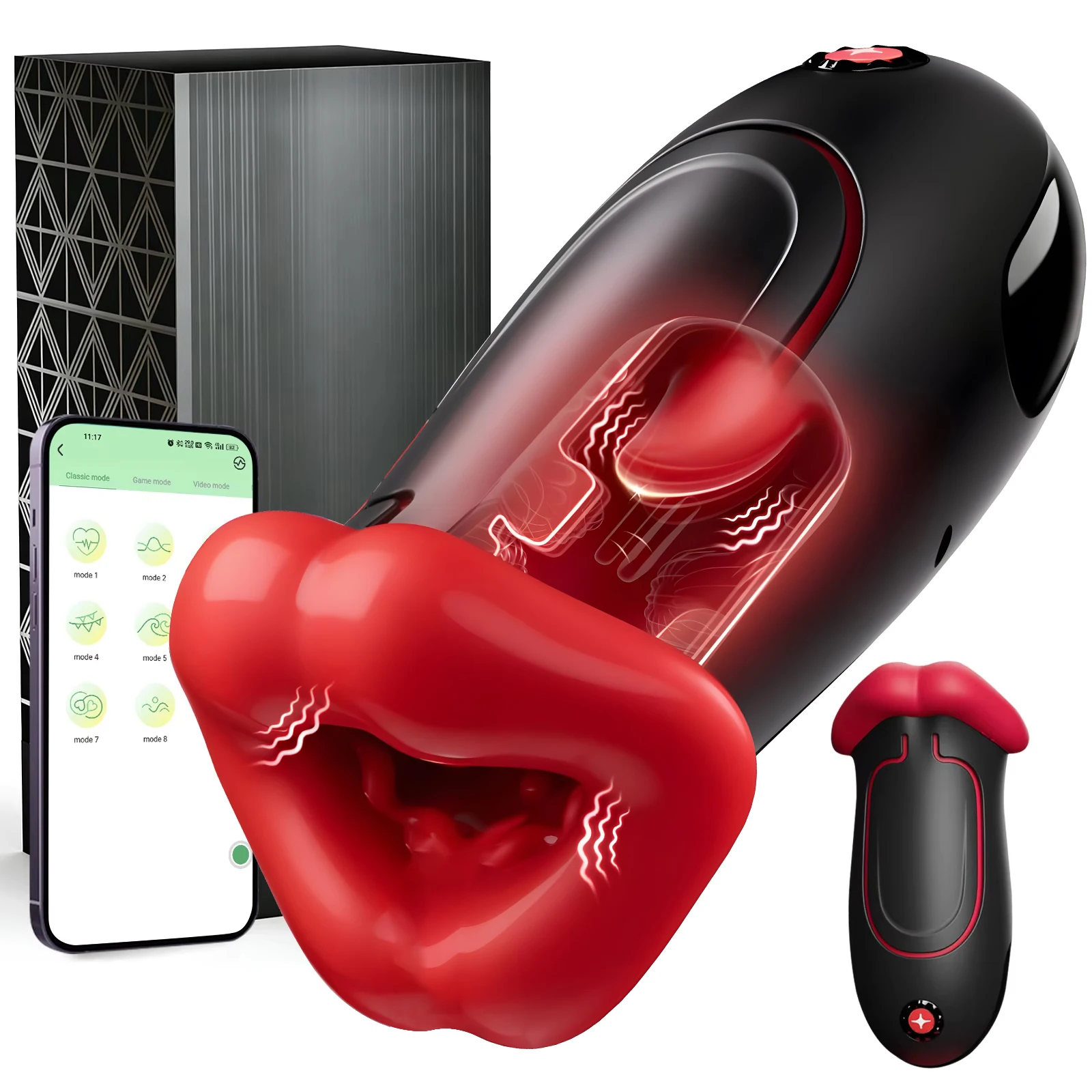 Masturbador Masculino con Control por Aplicación 360 ° Vibrador de Boca con Simulación de Sexo Oral, Bomba para Pene con 9 Frecuencias de Vibración, Juguetes Sexuales para Hombres
