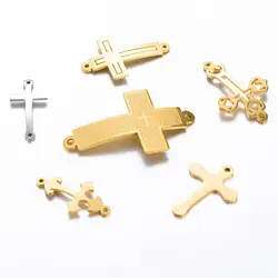 Wholesale 2Pcs/lot Stainless Steel Cross Connector Charms Craft Supplies Heart Pendants Charms Pendants for Crafting Jewelry