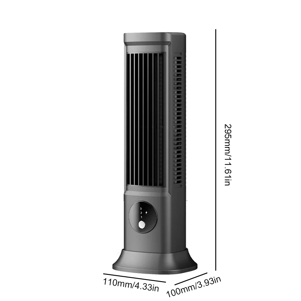 Bladeless Tower Fan 90 Degree Oscillating Quiet Portable USB Desk Fan with LED Light 3 Gear Speed Cooling Fan for Home Bedroom