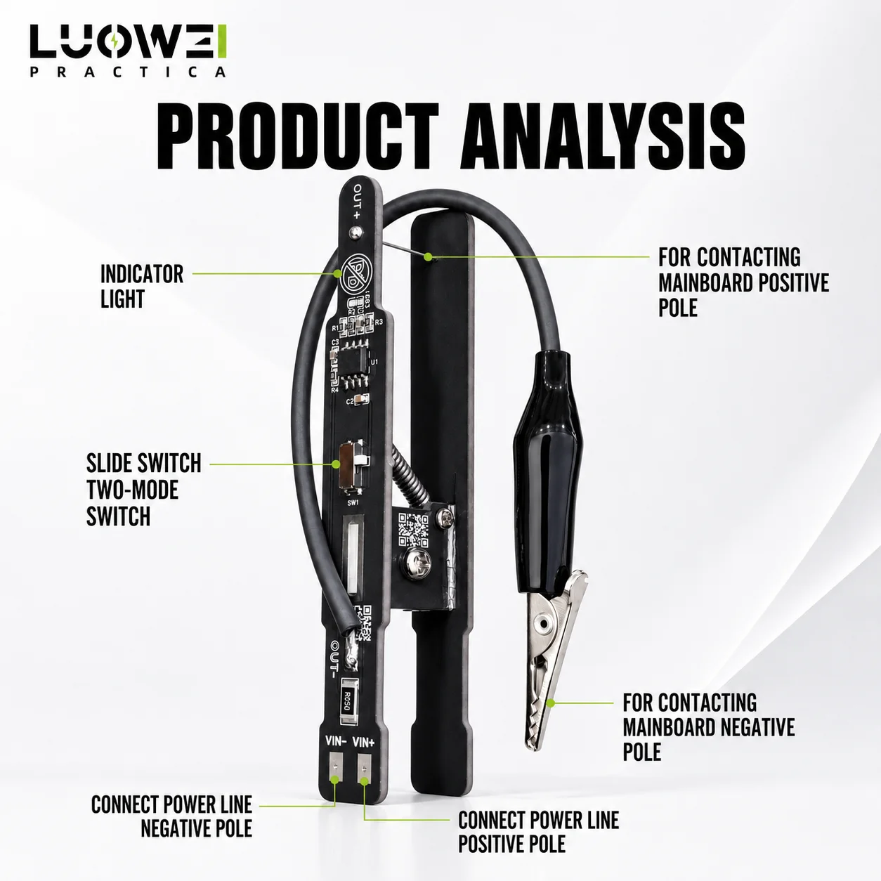 LUOWEI LW-W8 Universal Switch Clamp for Cell Phone Repair Solder-Free Motherboard Power-On Short Circuit Fault Detection Tools