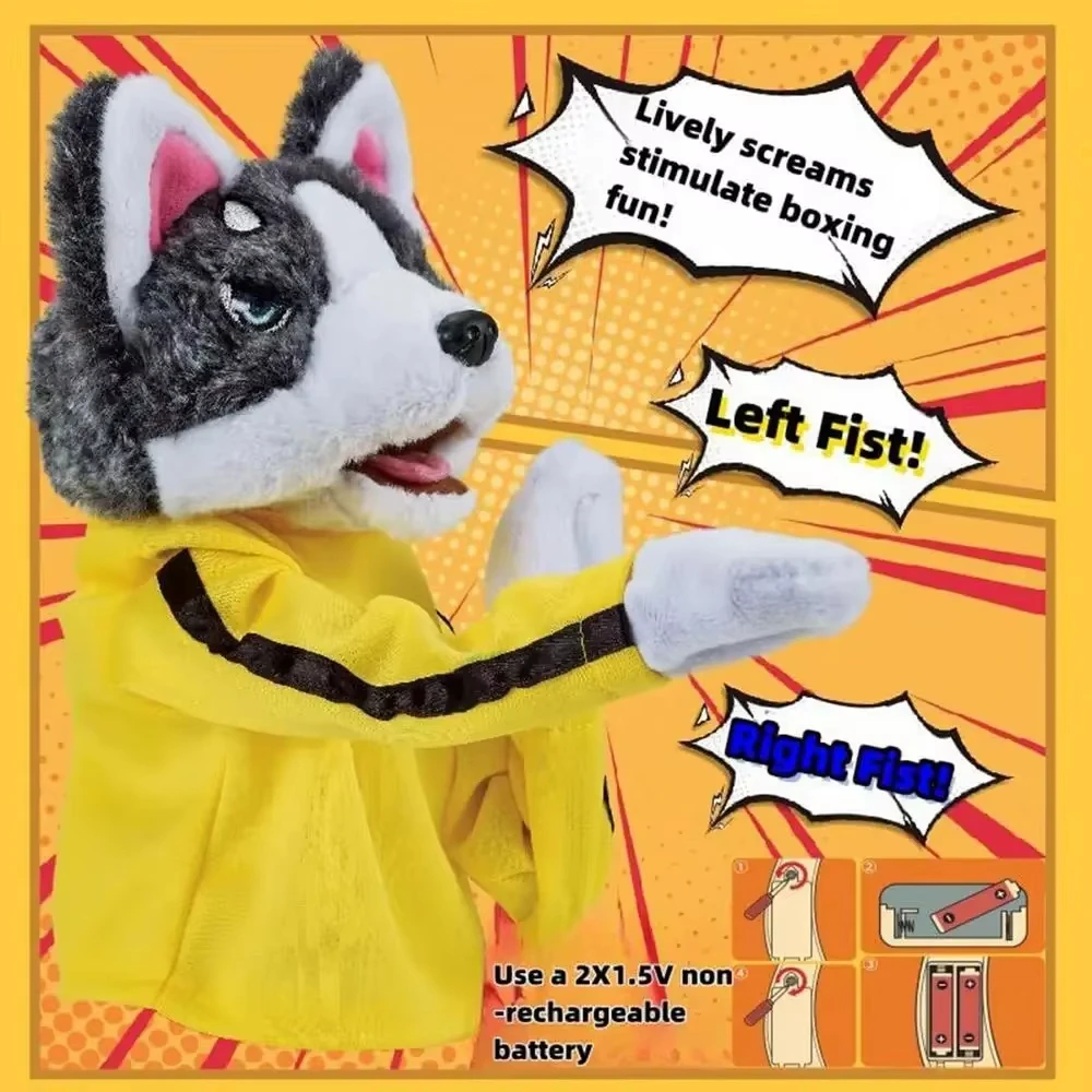 Kung Fu Husky Dog Hand Puppet Marionette Boxing Animal Happy Props Sound Making Gloves Puppetry Performance Birhday Gifts Rewaed view 2