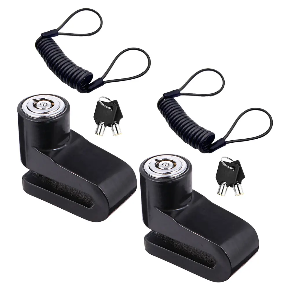 

2 Pcs Disc Brake Key Lock for Motorcycle Bike Electric Scooter Durable Security Anti Theft Wheel Locks Steel Cable