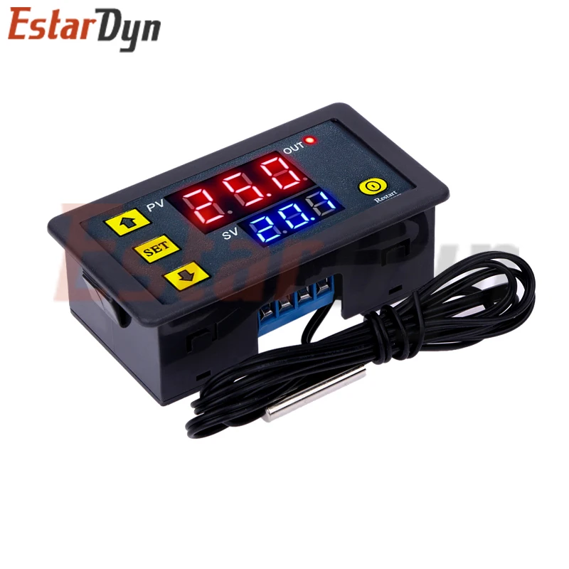 W3230 12V 24V AC110-220V Probe line 20A Digital Temperature Control LED Display Thermostat With Heat/Cooling Control Instrument