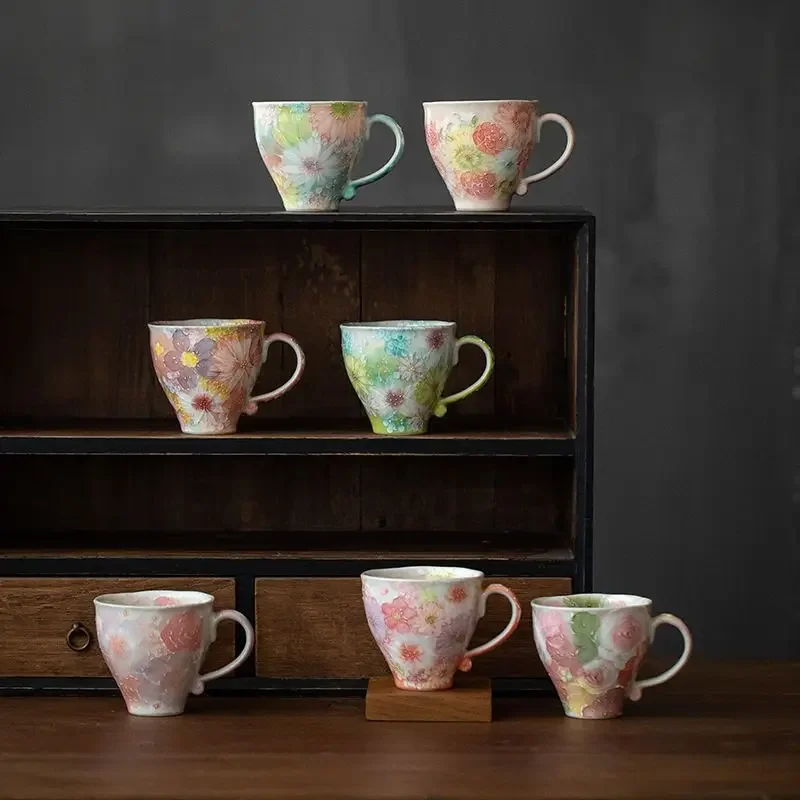 Maipottery House hand-painted, flowering mug, Setoyaki Japanese-style home, coffee mug ins ceramic mug