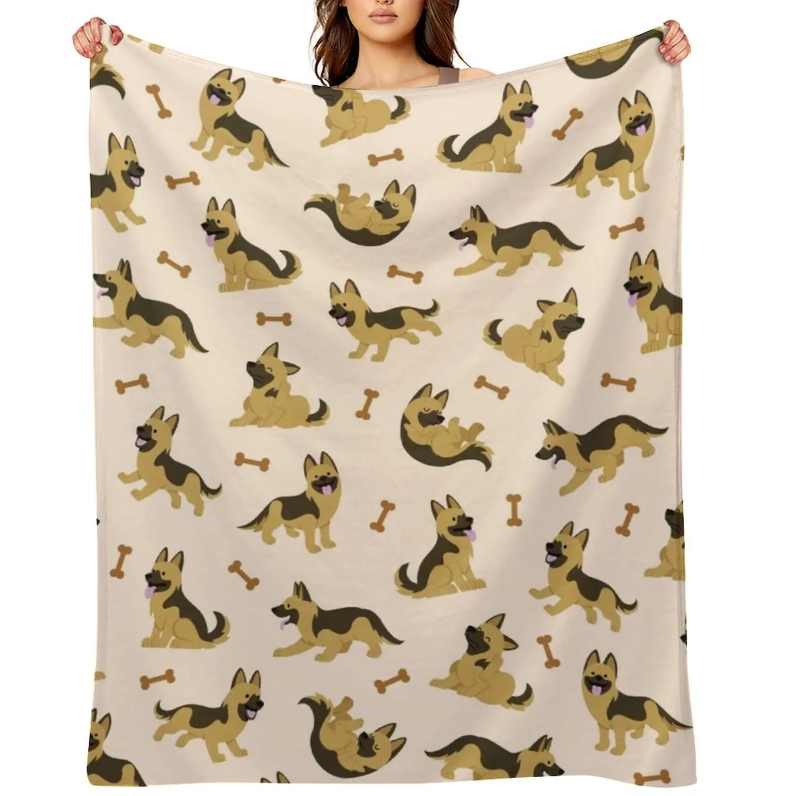 

Adorable German Shepherd Cute Puppy Dog - Pattern Throw Blanket Picnic Cute Plaid Hairys blankets and throws Blankets