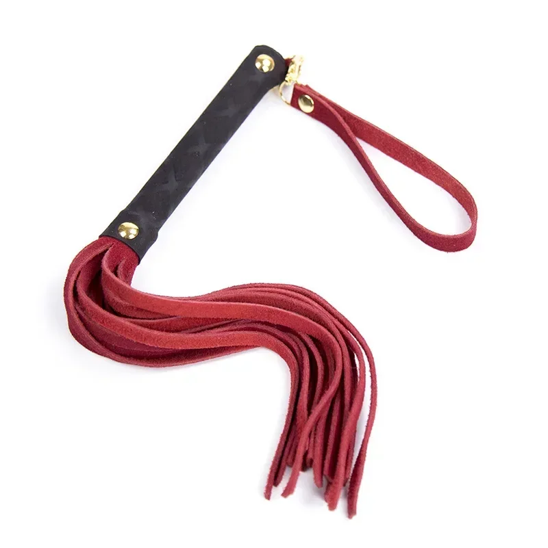 Flirtende Peitsche Slap Spanking Exotisches Zubehör mit Quaste Echtes Leder Spiel für Erwachsene Fabrik Direktverkauf Sexy Bondage Flogger