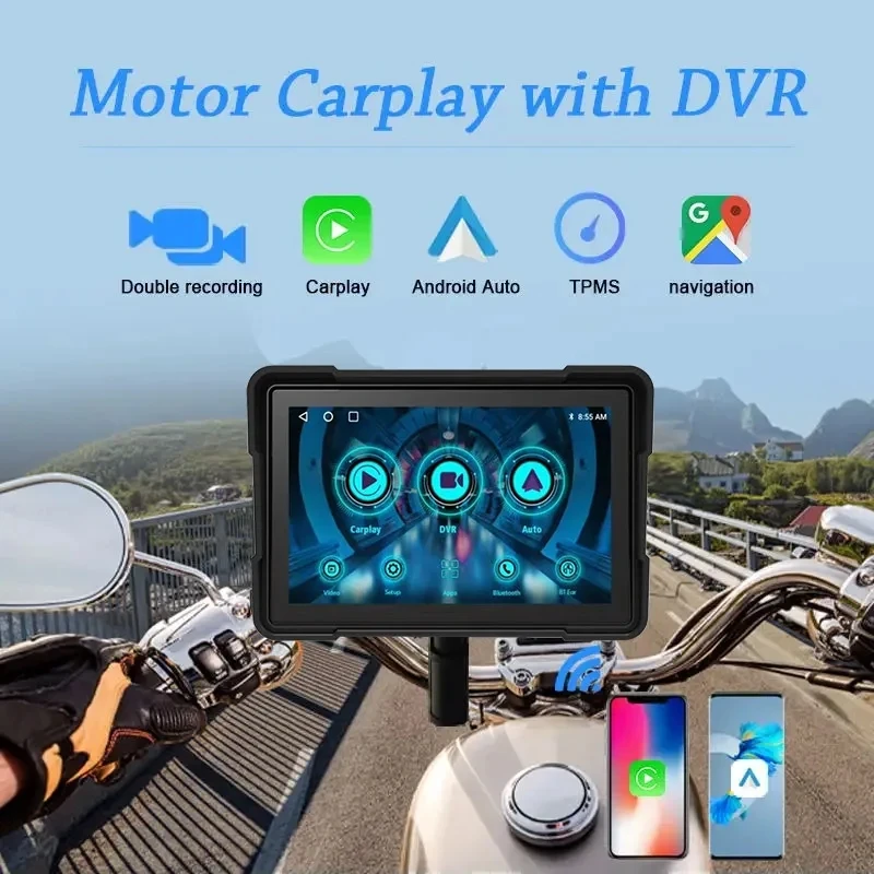 Motorcycle Android Auto / Carplay Screen 5 Inch Touch Screen Reads Phone Electronic Maps for Navigation Motorcycle Car Play