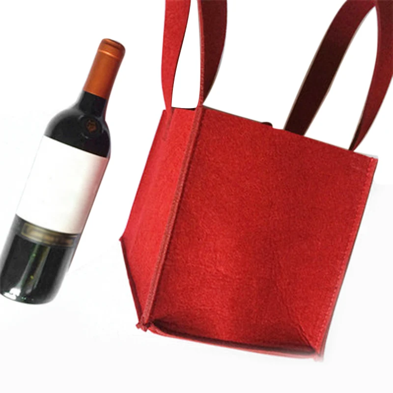 6 grid Felt Storage Bag for Beer Wine with Leather Handle in Gray and Optional Color at For Wedding Party Camping