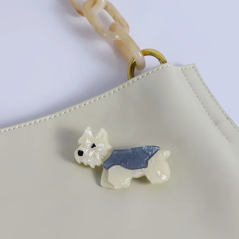 New Handmade Dog Acrylic Brooch for Women Colorful Animal Pins and Schnauzer Brooches Badges Fashion Shirt Jewelry Gift for Kids