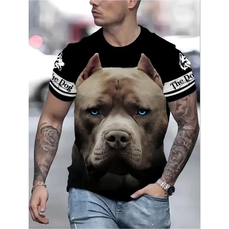 2026 Men's 3D Digital Print Dog Graphic T Shirt Short Sleeve Crew Neck Oversized Tee Casual Outdoor Streetwear Hot Sale