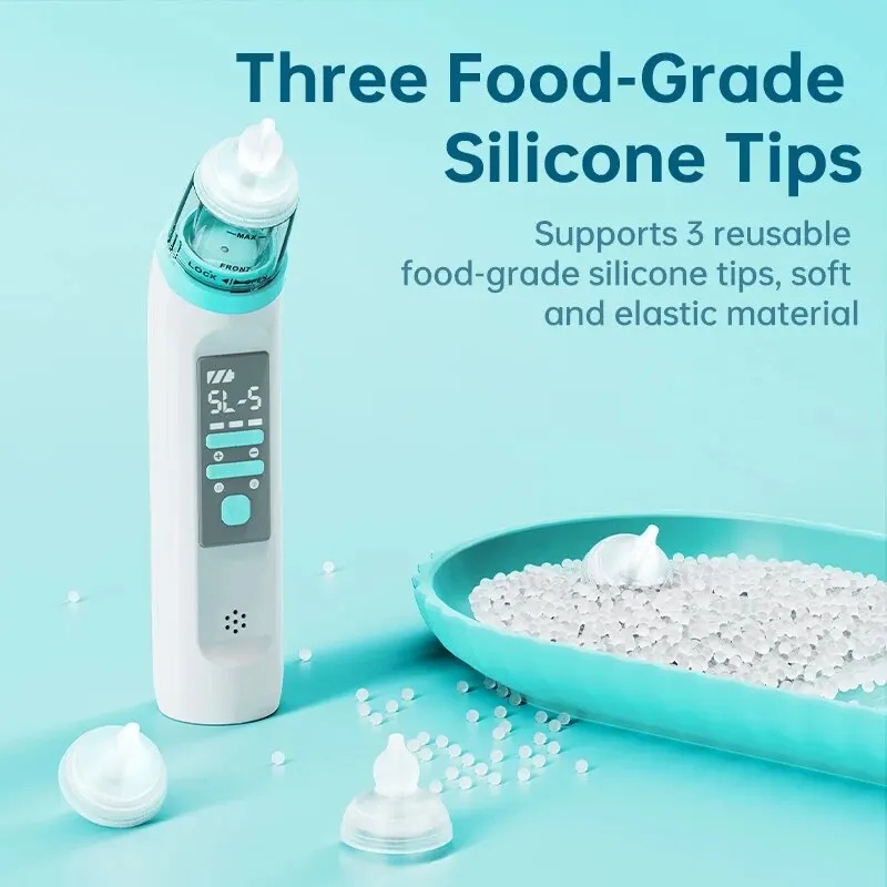 Bebê Aspirador Nasal Elétrico Nariz 5 Níveis Ajustáveis Silicone Silent Cleaner Obstrução Rinite Aspirador Nasal Infantil