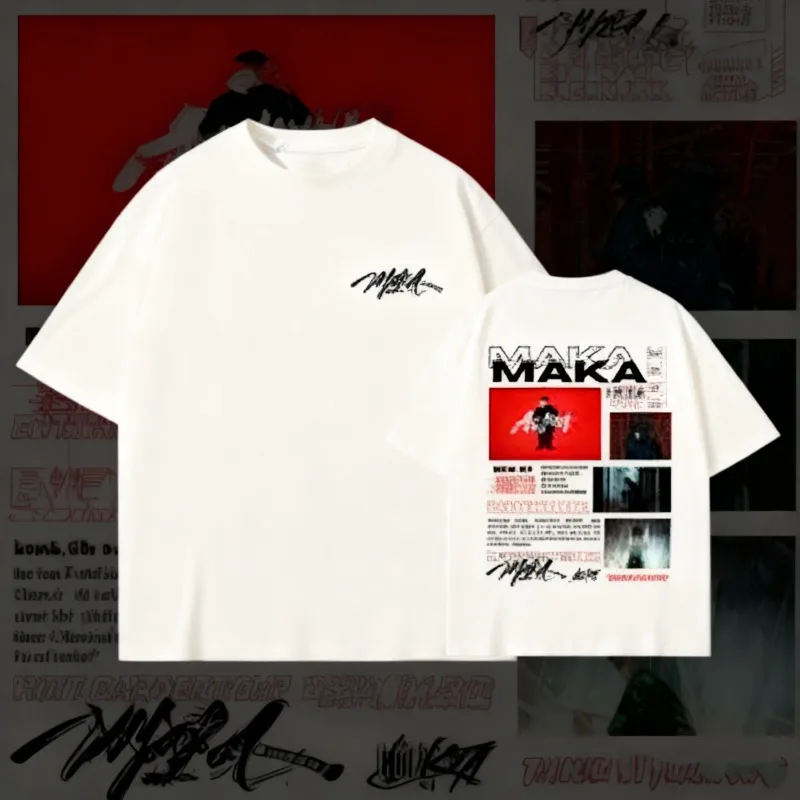 

2025 Summer Rapper Maka Aura Concert Tour 100% Cotton Printed T-shirt Men Fashion Hip Hop Men's Casual Tshirt Streetwear