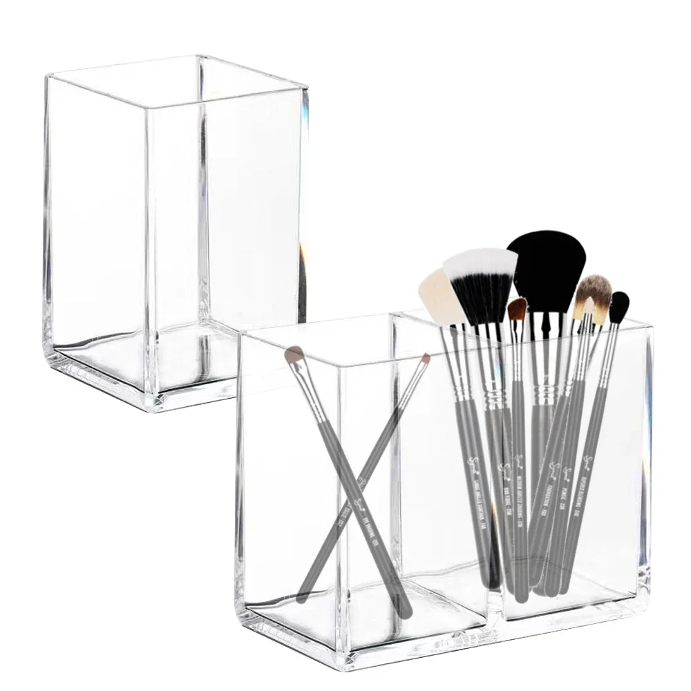 Cotton Swab Organizer Storage Bamboo Cover Acrylic Round Organizer Makeup Storage Box Container Organizadores צמר גפן אחסון