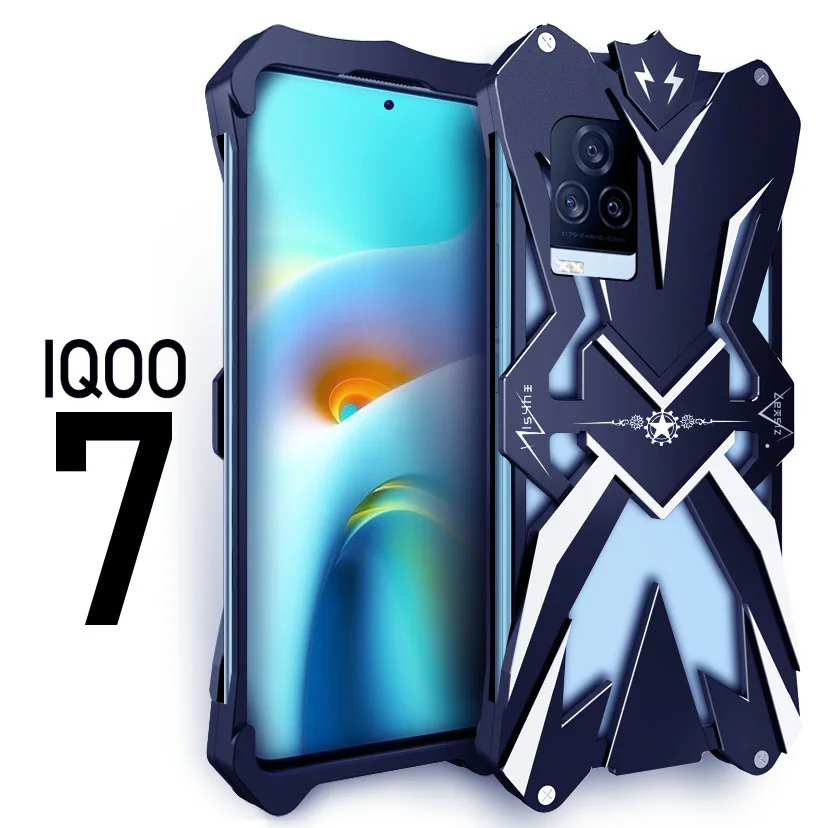 Original Luxury Armor Metal Aluminum Phone Cases For Vivo Iqoo7 Iqoo 7 Cover Mechanical Purely Handmade Skull Case