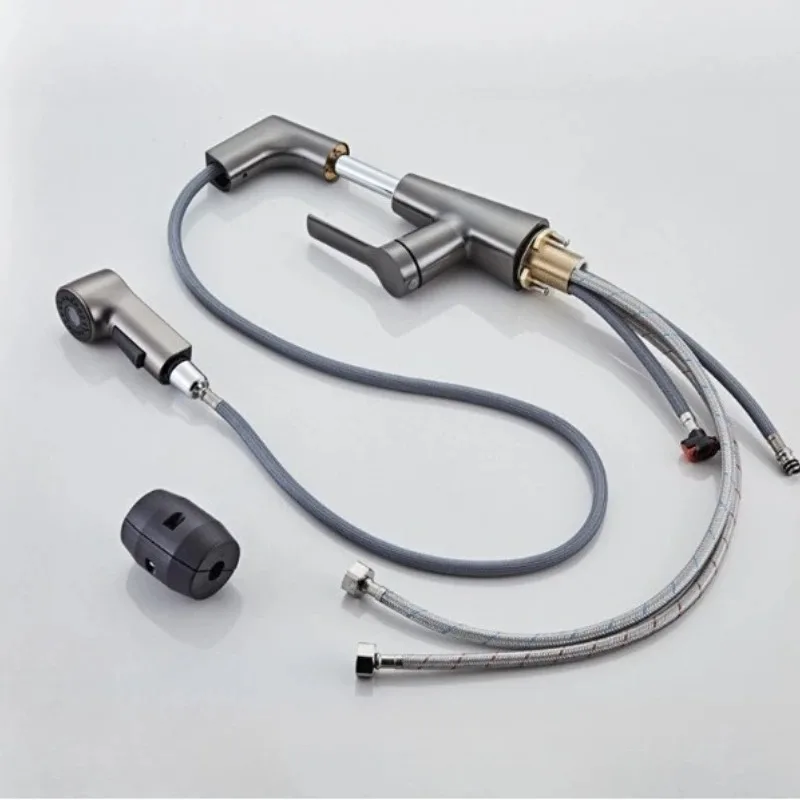 Белый смеситель, латунный бытовой выдвижной смеситель для горячей и холодной воды, смеситель для раковины в ванной комнате