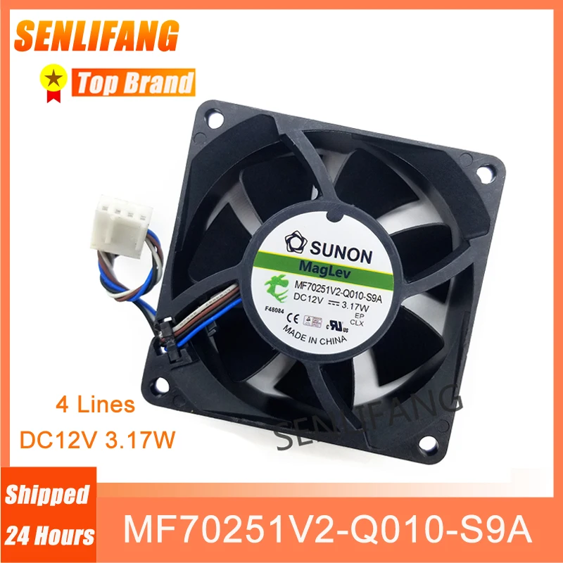 New 7025 MF70251V2-Q010-S9A DC 12V 3.17W 4-Line 70x70x25MM Server Square Fan Cooling For Sunon