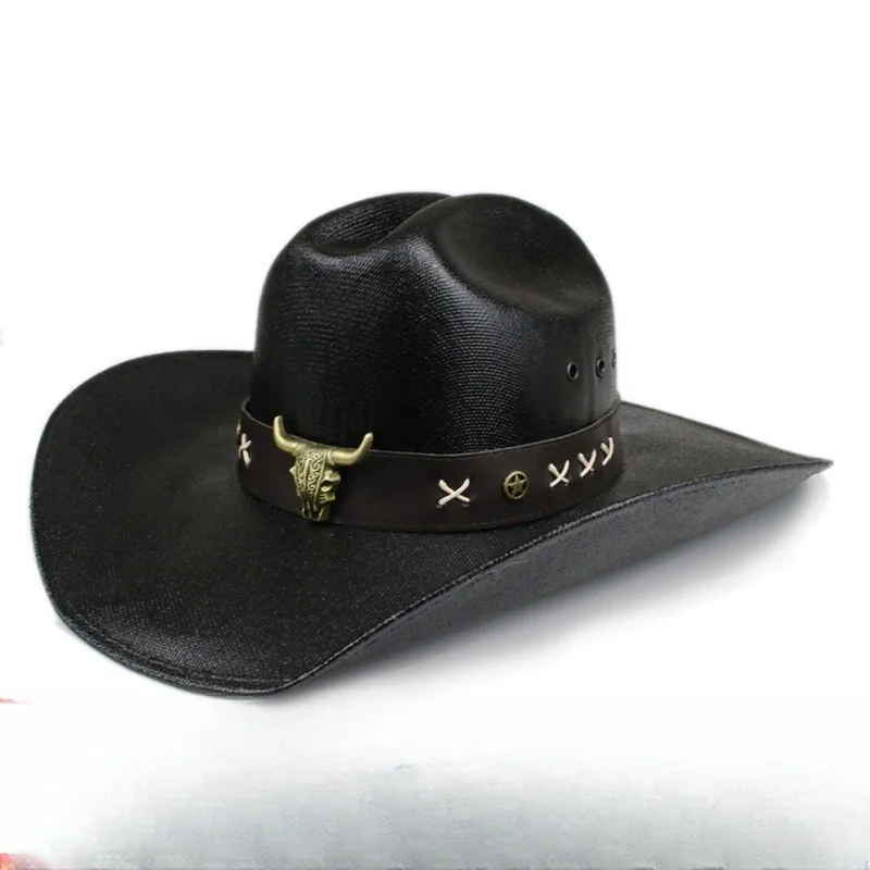 The large belt enlarged brim hard woven national cap is waterproof sun-proof and sunshade