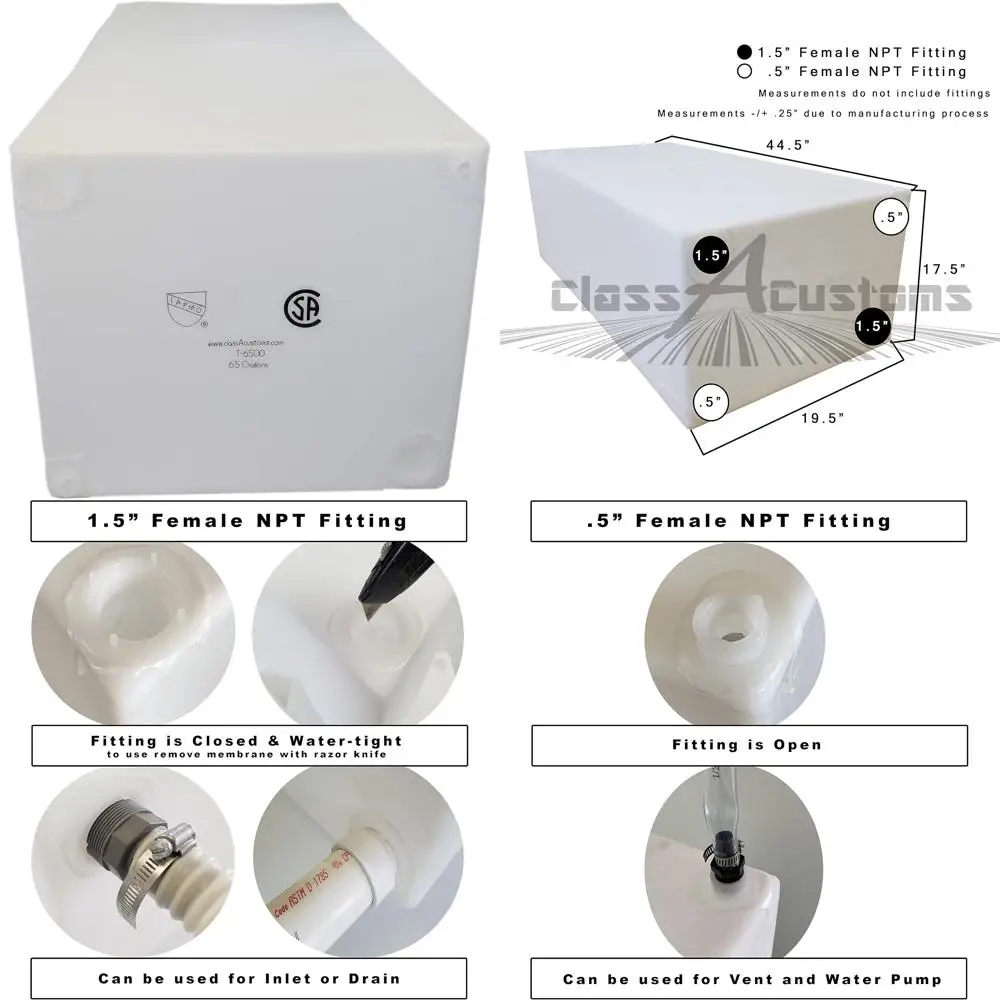 Zbiornik na świeżą wodę o dużej pojemności do kamperów - 65 galonów dla kamperów klasy A