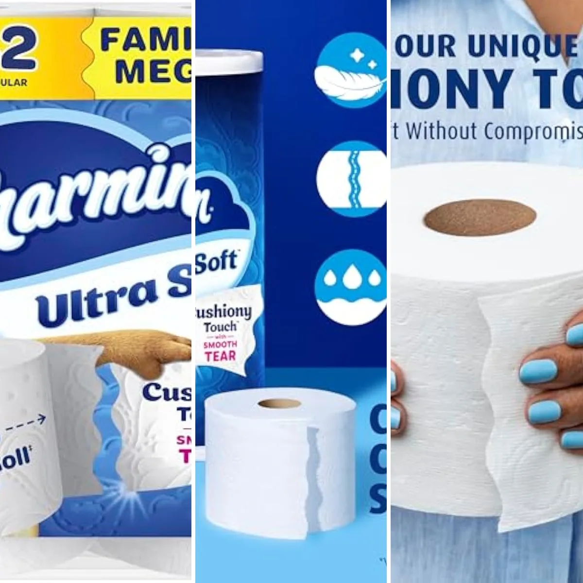 Ultra Soft Cushiony Touch Toilet Paper, 6 Family Mega XL Rolls = 42 Regular Rolls