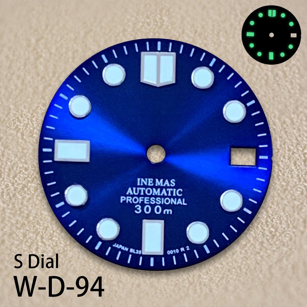 28.5mm S Logo Sunray Dial SUB/SKX007 DIal Suitable For NH35/NH36 Movement 3/3.8 o'clock Crown Green Luminous NH35 Accessories
