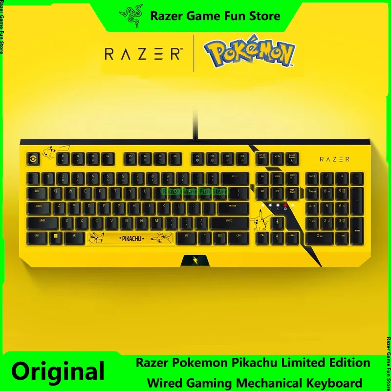 

Проводная игровая механическая клавиатура Razer Pokemon Pikachu Limited Edition с 104 клавишами (зеленый переключатель)