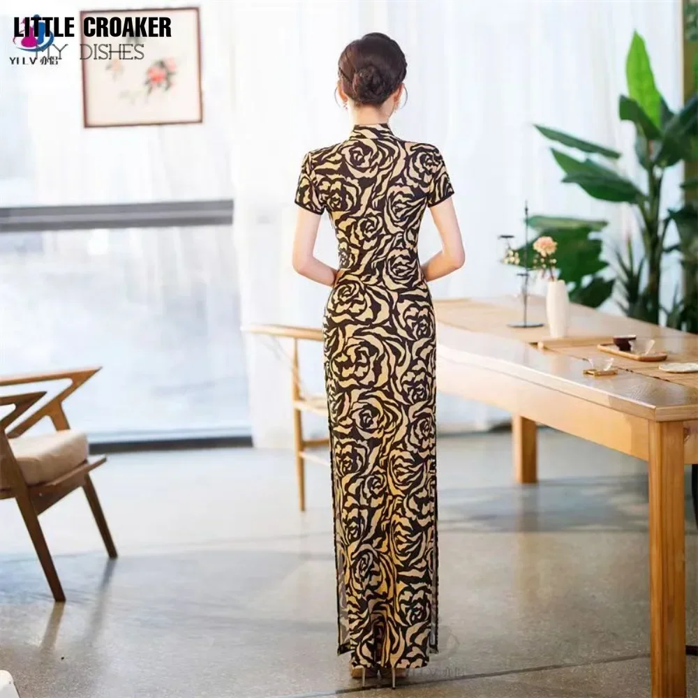 Vintage Women's Qipao Oriental Summer Split Slim Chinese Fashion Long Party Traditional Dress for Women Cheongsam Modern