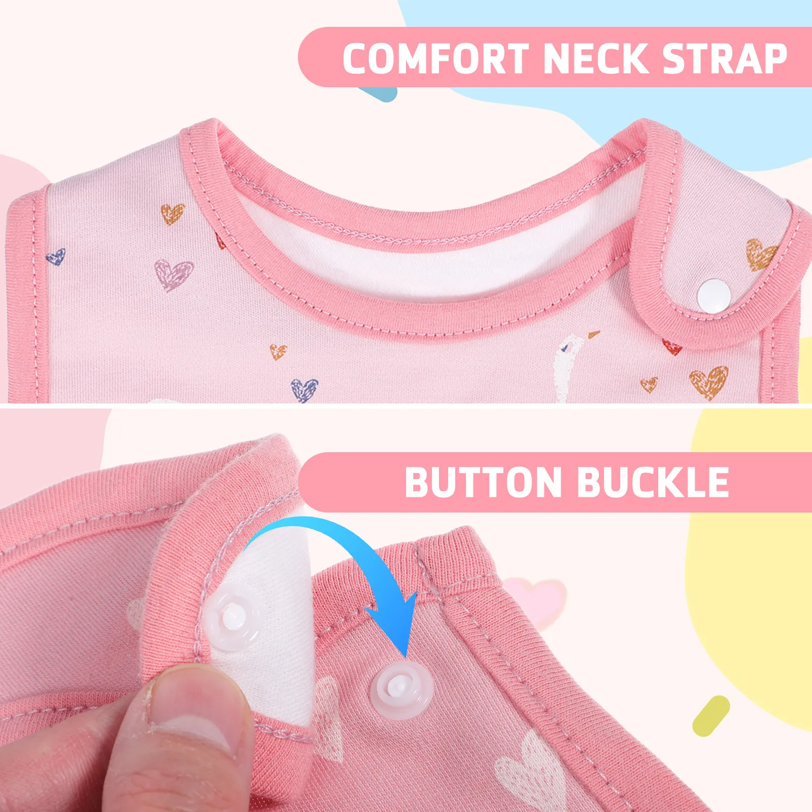 3Pcs Cotton Baby Bibs Soft Absorbent Snap Button Newborn Eating Feeding Bibs Burp Clothes Bib Snaps