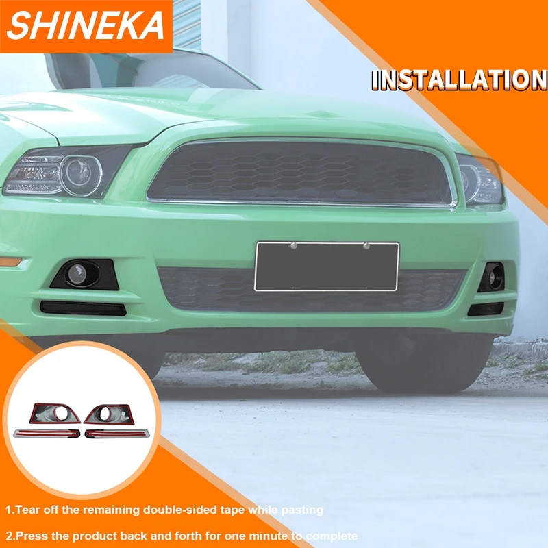 SHINEKA Car Front Fog Light Lamp Decoration Cover for Ford Mustang 2010 2011 2012 2013 2014 Foglamp Exterior Accessories