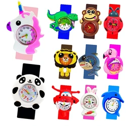 Boys Girls Watches Baby Kindergarten Party Gift Children Study time Toy Wristwatches Slap Bracelet Clock Cartoon Kids Watches