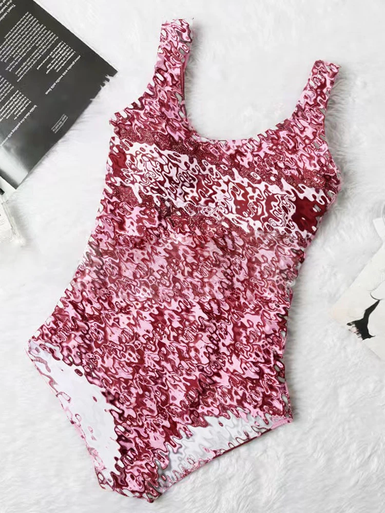 

Mia Muse Women's Swimsuit 2025 Summer Retro Vintage Full Print Sleeveless Round-Neck Short Skinny Fit Swimming Pool Swimsuit