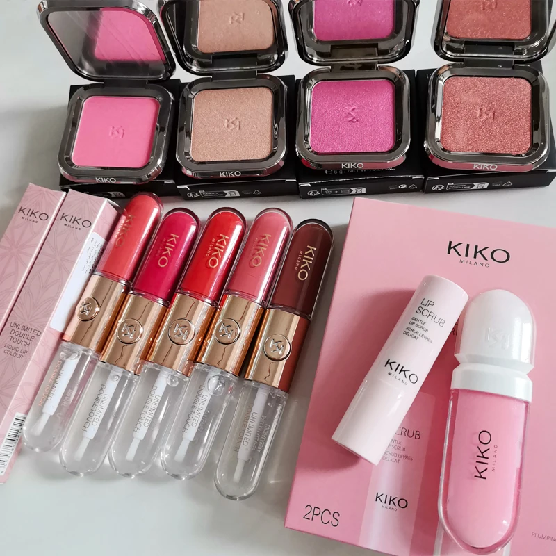 Kiko Limited Edition Pink Lips Set Lip Scrub Double Headed Lipstick Transparent Mirror Non Fading Non Stick Cup Lip Gloss Makeup