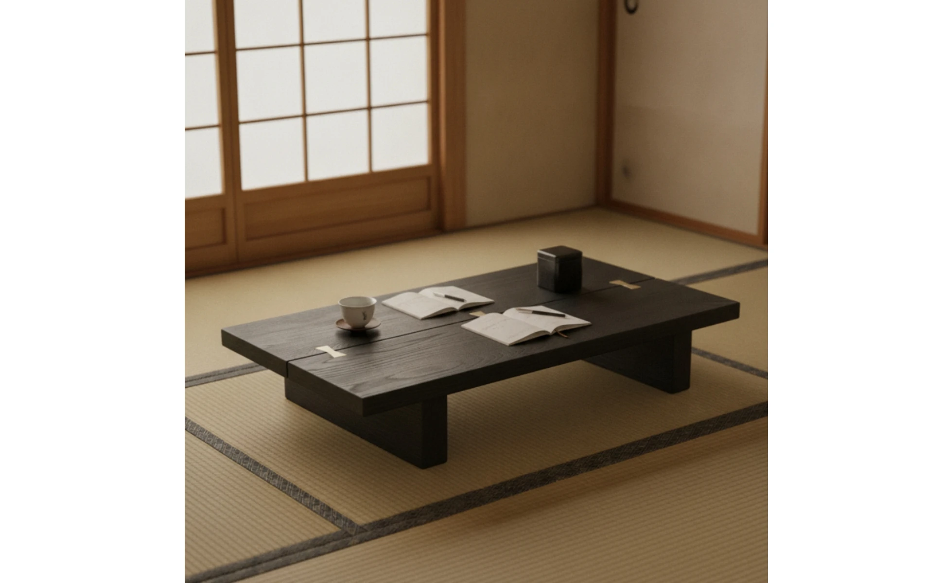 Table with Brass Inlay Wabi-Sabi Low Tea Table Furniture Compact Simple for Small Rooms Table with Brass Inlay Wabi-Sabi Low Tea Table Furniture Compact Simple for Small Rooms