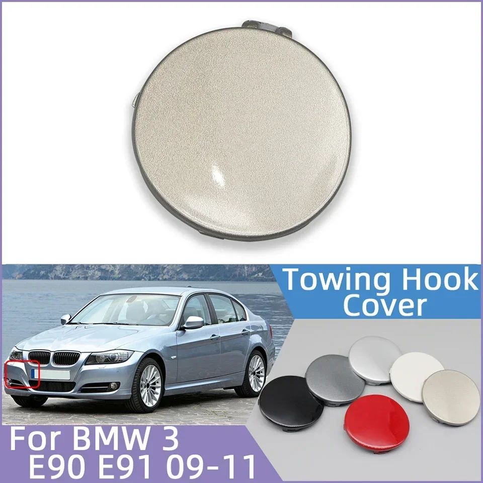 

Car Front Bumper Towing Hook Eye Cover Lid For BMW 3 E90 E91 LCI 320 323 325 328 2009 2010 2011 2012 Hauling Trailer Cap Painted