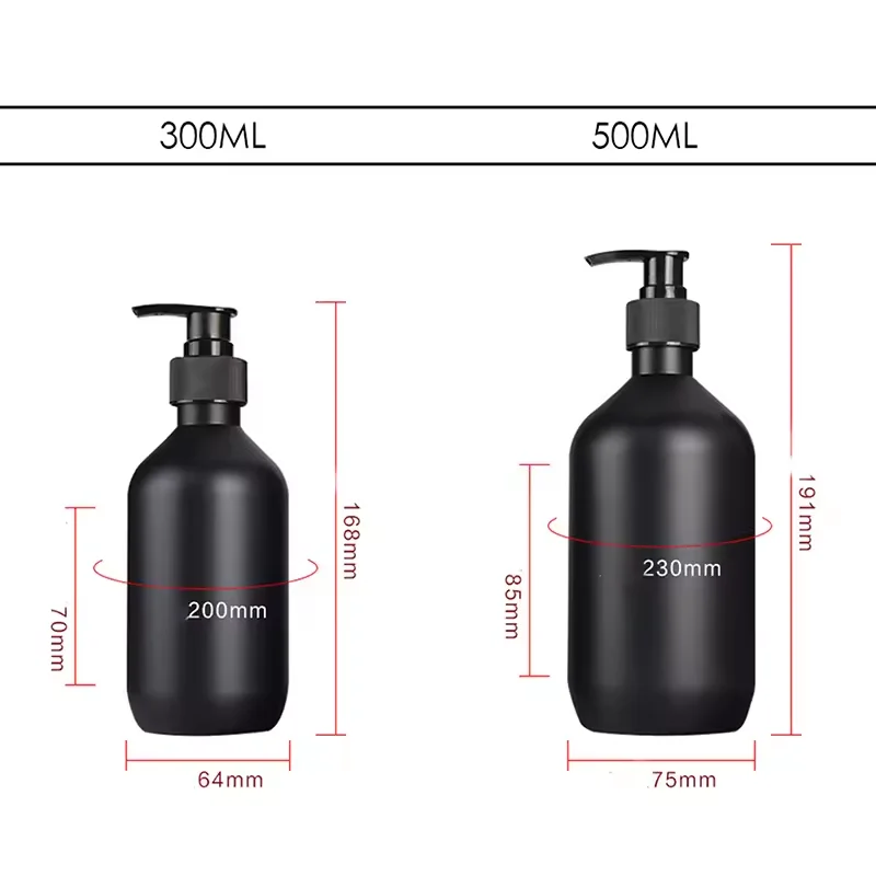 300/500ML Matte Black Liquid Soap Dispenser Refillable Shampoo Conditioner Body Lotion Container for Bathroom Supplies Hotel image 6