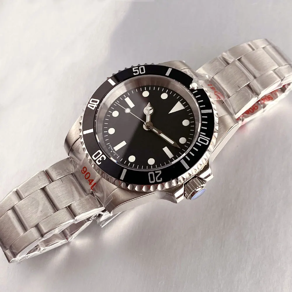 ที่กําหนดเอง Tandorio 40mm DIVER สีดํานาฬิกาผู้ชาย Sapphire Glass 200 M กันน้ํา PT5000/Miytota 8215 อัตโนมัตินาฬิกา