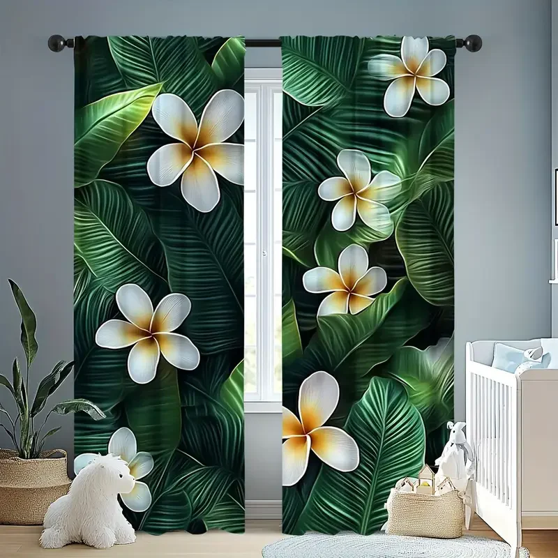 

2 шт. - шторы с принтом тропических пальмовых листьев, шторы для мешков на шесте, спальня и гостиная, украшение для дома, украшение комнаты