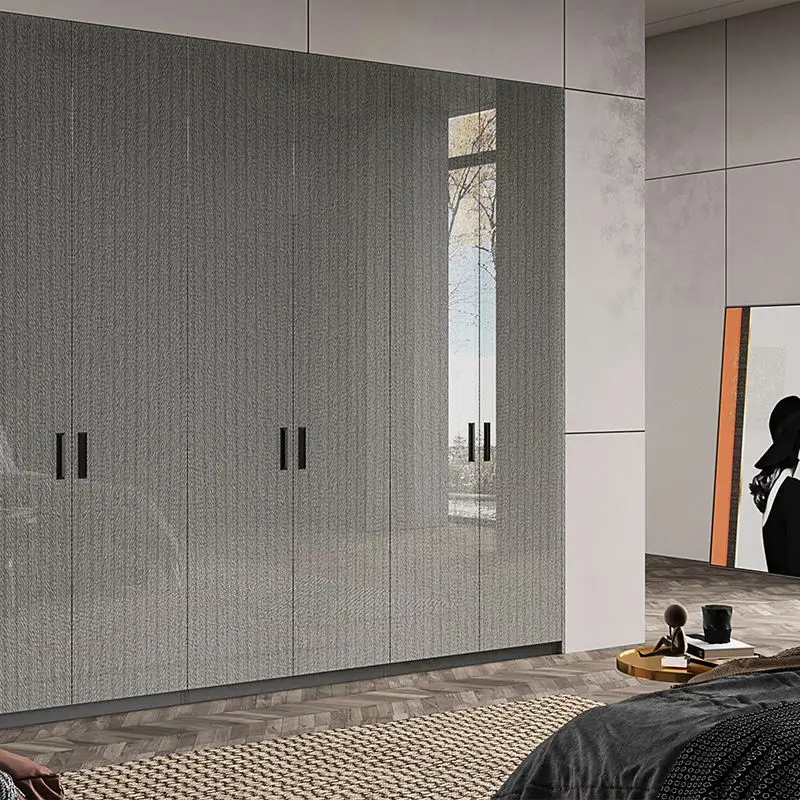 

OPPEIN Purple Luxury Modern Pvc Support Pvc Closet Bedroom Furniture Wall Mounted Design Wall Wardrobe