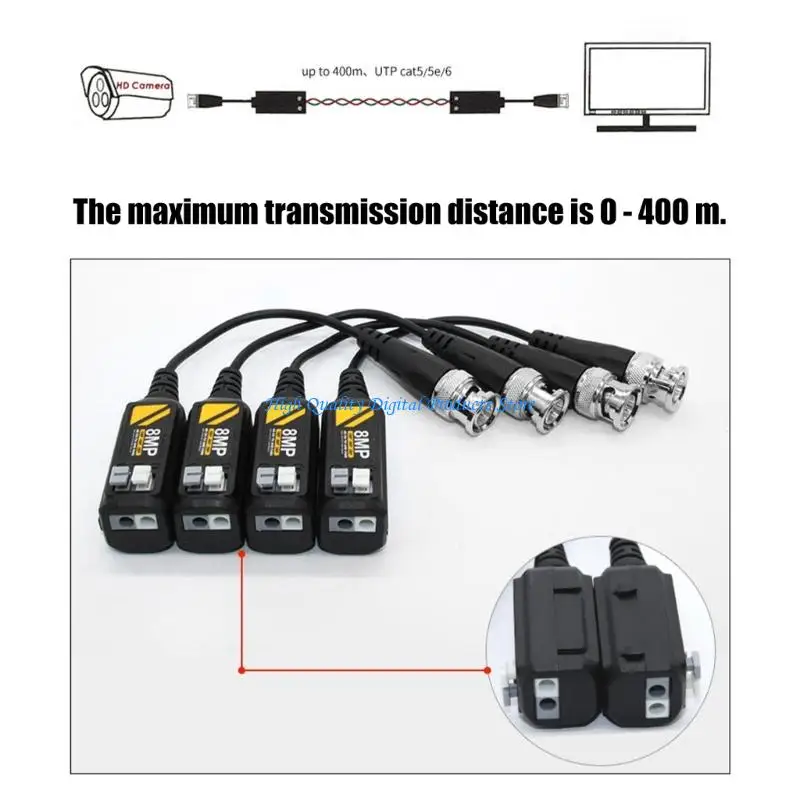 Transmisores vídeo par trenzado U2JE Plugs and Play para sistemas seguridad AHD CVI TVI